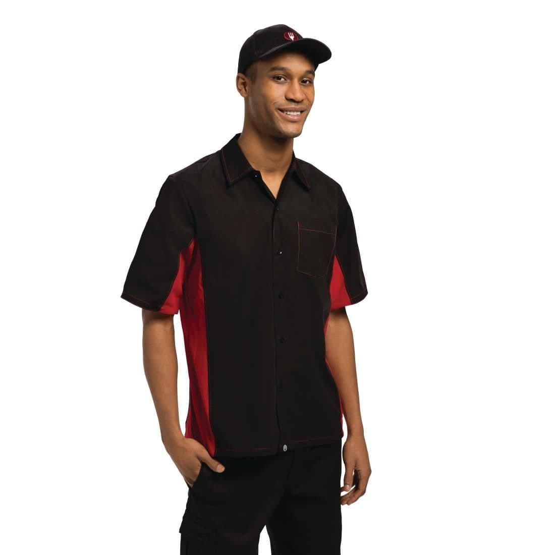 Chef Works Unisex Contrast Shirt Black and Red JD Catering Equipment Solutions Ltd