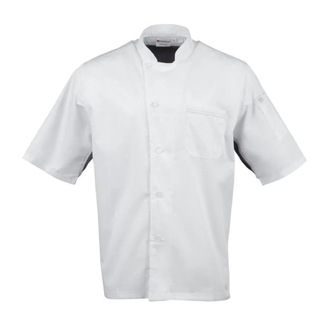 B205-XXL Chef Works Valais Unisex Chefs Jacket White with Grey 2XL - JD Catering Equipment Solutions Ltd