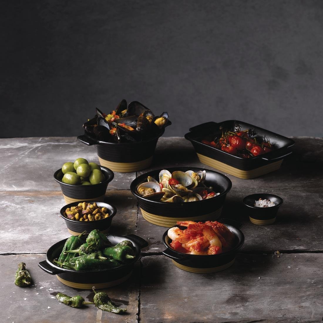 Churchill Black Igneous Stoneware Individual Dish 120mm (Pack of 6) JD Catering Equipment Solutions Ltd