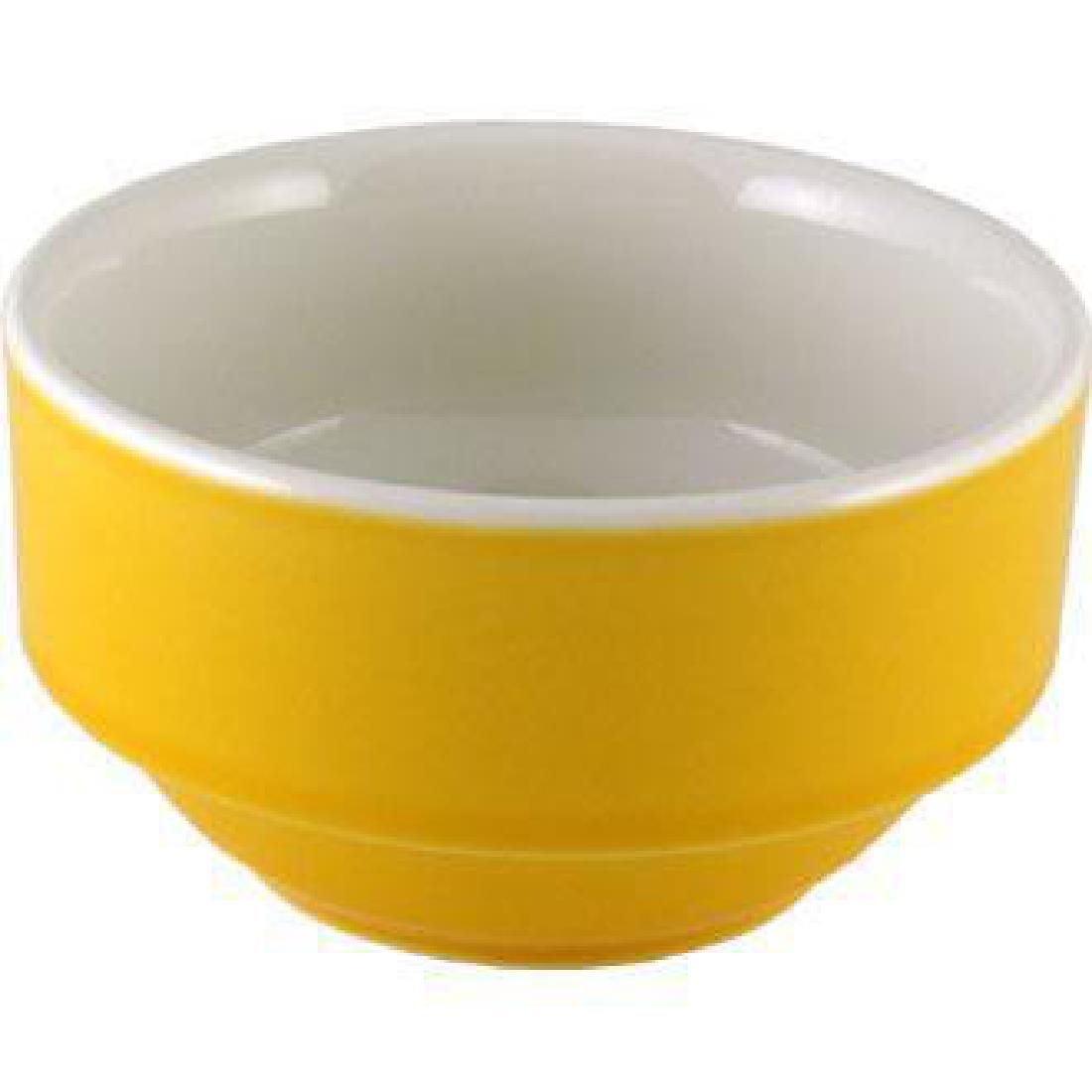 Churchill New Horizons Colour Glaze Consomme Bowls Yellow 105mm JD Catering Equipment Solutions Ltd