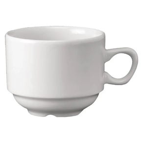 P271 Churchill Plain Whiteware Stacking Nova Tea Cups 212ml (Pack of 24) - JD Catering Equipment Solutions Ltd