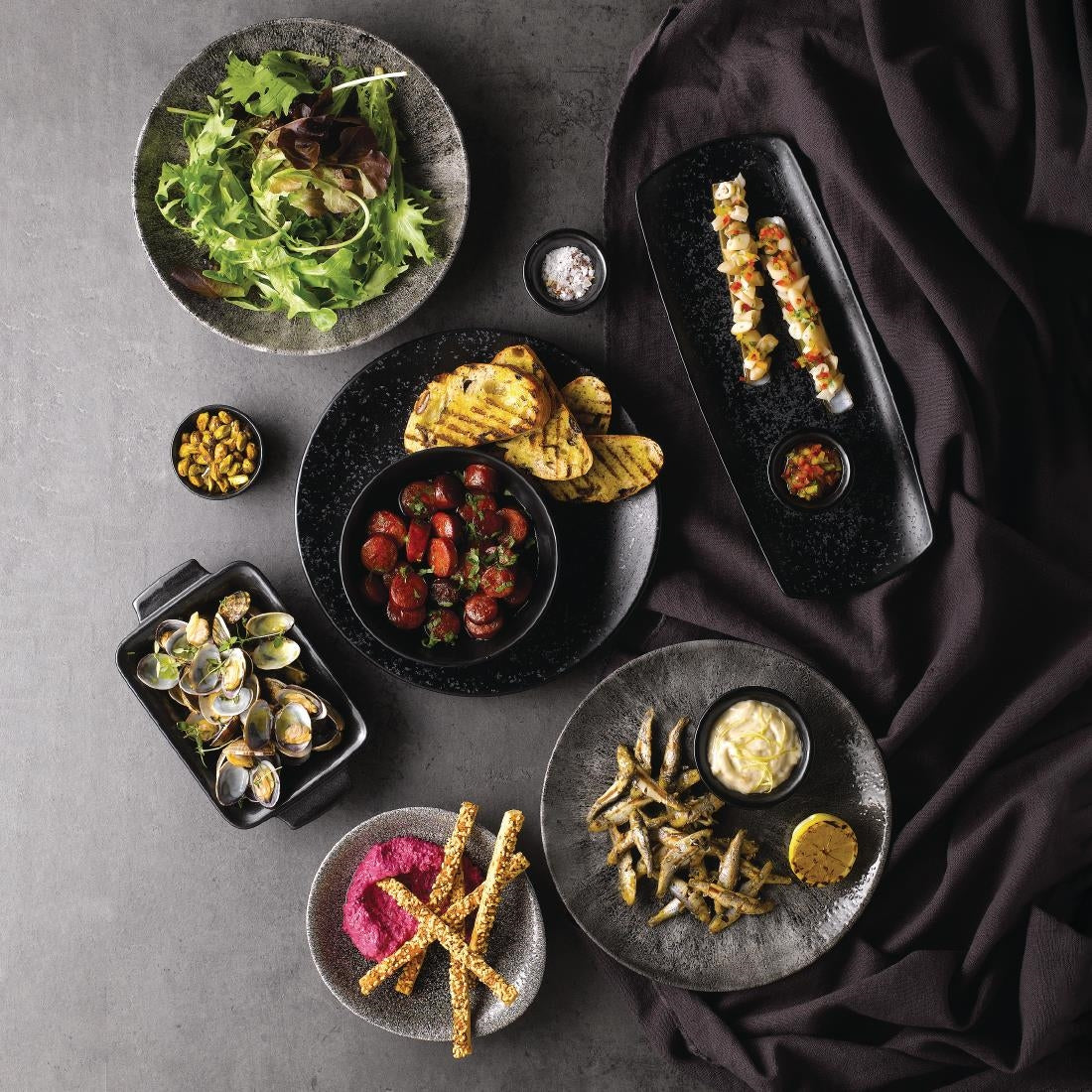 Churchill Stone Quartz Black Evolve Coupe Plates 260mm (Pack of 12) JD Catering Equipment Solutions Ltd