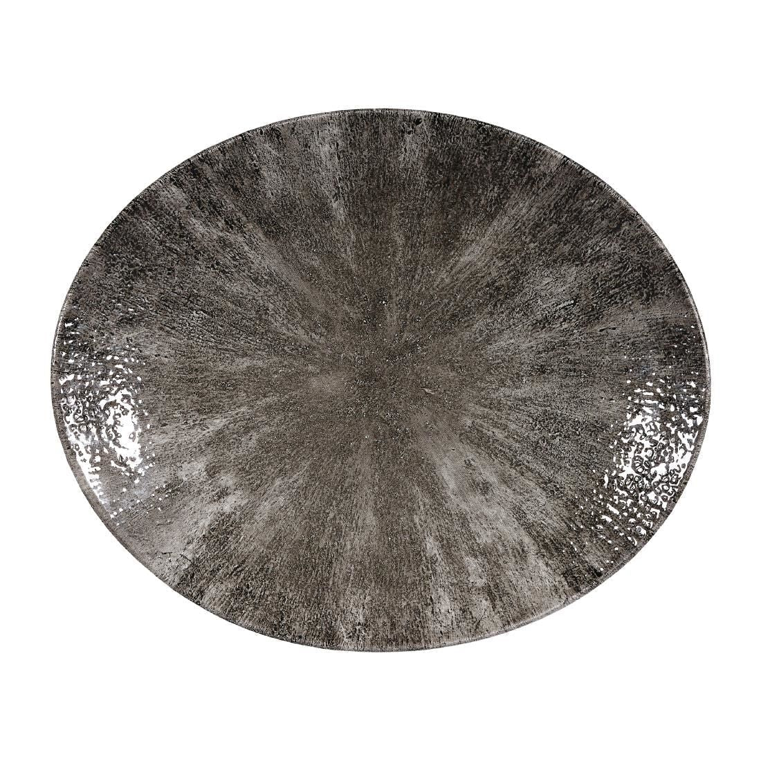 Churchill Stone Quartz Black Orbit Oval Coupe Plates 270mm (Pack of 12) JD Catering Equipment Solutions Ltd
