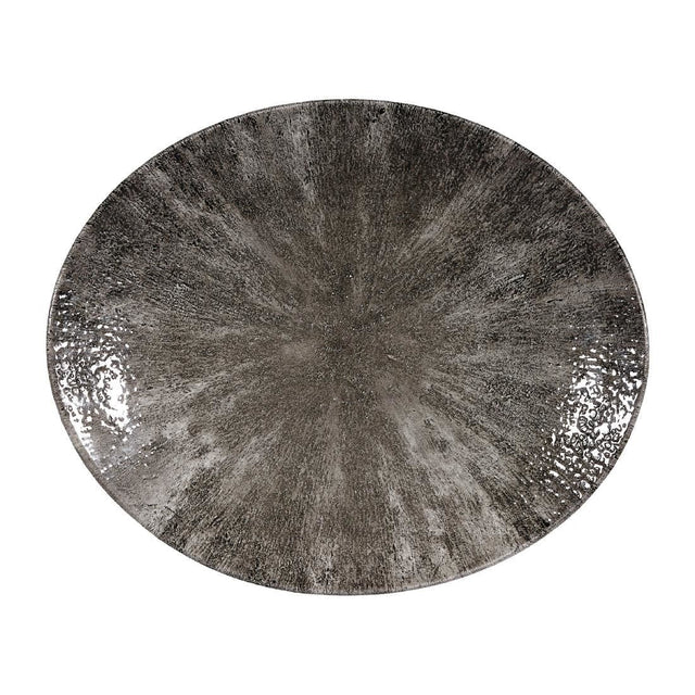 Churchill Stone Quartz Black Orbit Oval Coupe Plates 270mm (Pack of 12) JD Catering Equipment Solutions Ltd