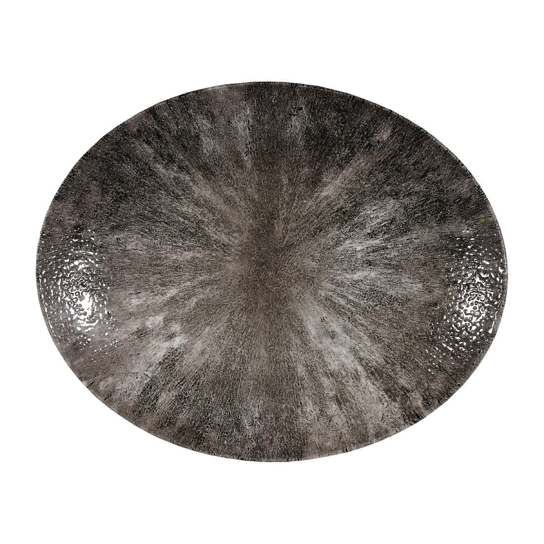Churchill Stone Quartz Black Orbit Oval Coupe Plates 317mm (Pack of 12) JD Catering Equipment Solutions Ltd