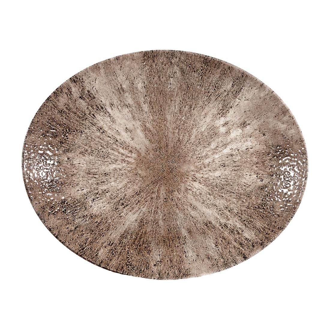 Churchill Stone Zircon Brown Orbit Oval Coupe Plates 270mm (Pack of 12) JD Catering Equipment Solutions Ltd