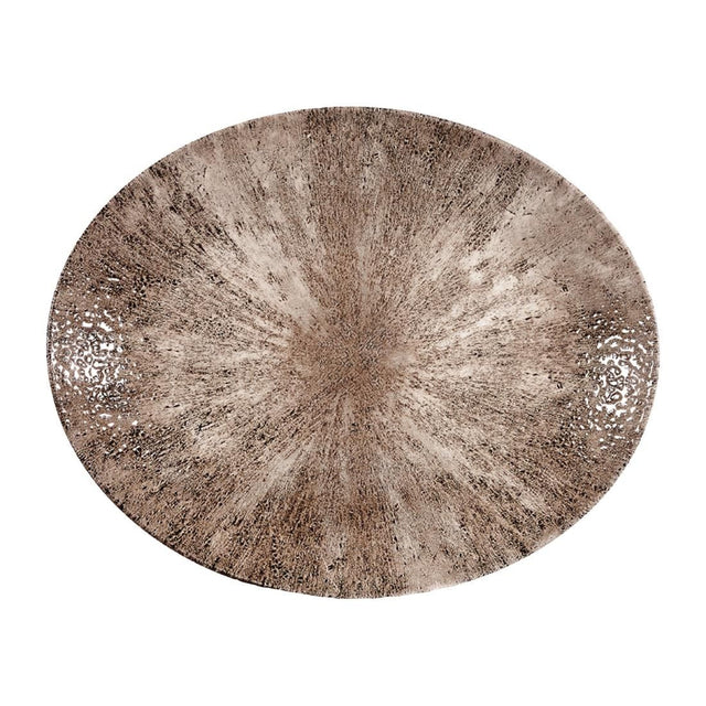 Churchill Stone Zircon Brown Orbit Oval Coupe Plates 270mm (Pack of 12) JD Catering Equipment Solutions Ltd