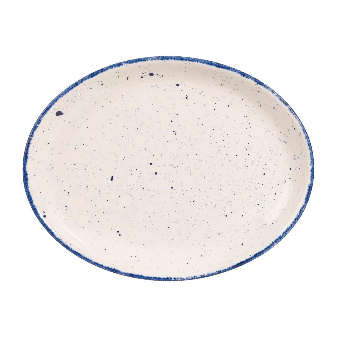 Churchill Stonecast Hints Oval Plates Indigo Blue 254mm (Pack of 12) JD Catering Equipment Solutions Ltd