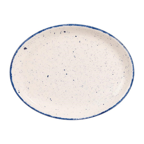 Churchill Stonecast Hints Oval Plates Indigo Blue 254mm (Pack of 12) JD Catering Equipment Solutions Ltd