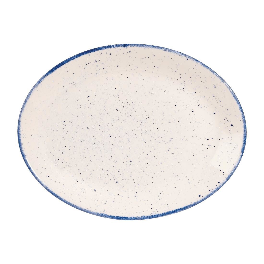 Churchill Stonecast Hints Oval Plates Indigo Blue 305mm (Pack of 12) JD Catering Equipment Solutions Ltd