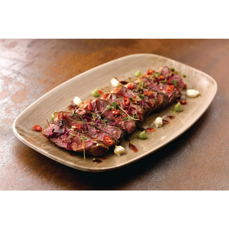 HC798 Churchill Stonecast Patina Antique Rectangular Plates Taupe 355mm (Pack of 6) - JD Catering Equipment Solutions Ltd