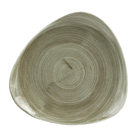 Churchill Stonecast Patina Antique Round Triangle Plates Green 229mm (Pack of 12) JD Catering Equipment Solutions Ltd