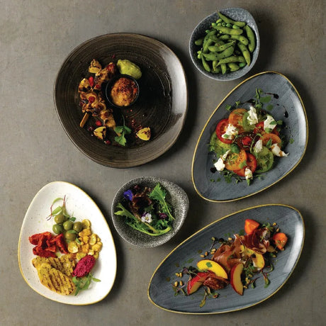 DY797 Churchill Stonecast Triangular Plates Blueberry 355mm (Pack of 6) - JD Catering Equipment Solutions Ltd