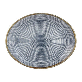DS528 Churchill Studio Prints Homespun Oval Coupe Plates Slate Blue 270mm (Pack of 12) - JD Catering Equipment Solutions Ltd
