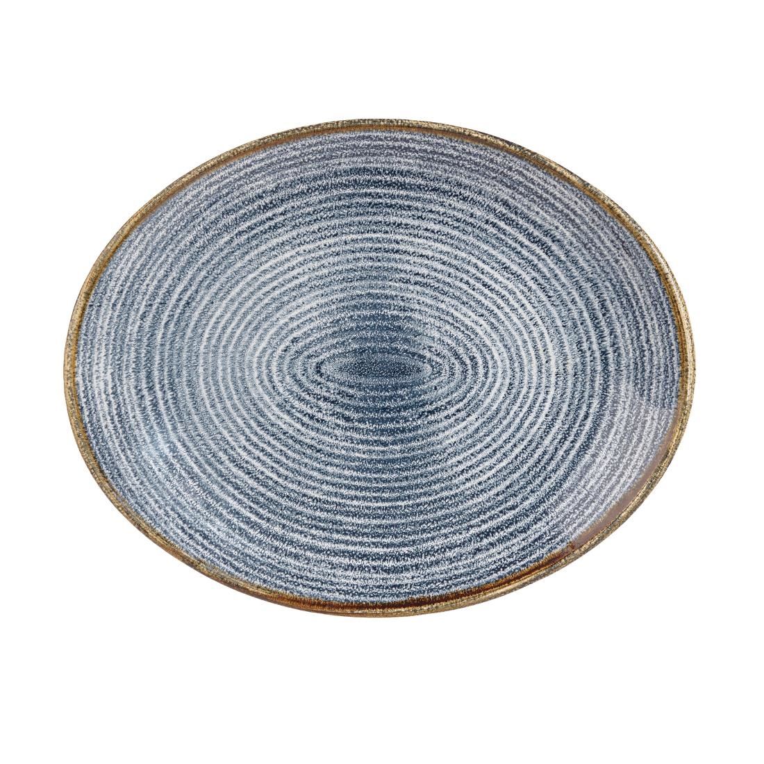 Churchill Studio Prints Homespun Oval Coupe Plates Slate Blue 317mm (Pack of 12) JD Catering Equipment Solutions Ltd