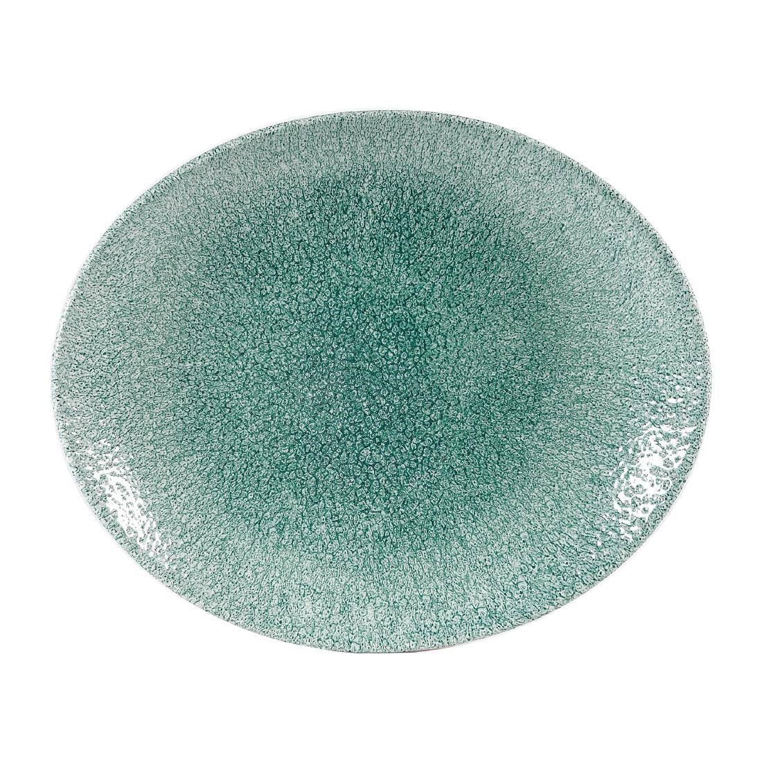 Churchill Studio Prints Raku Oval Coupe Plates Jade Green 317mm (Pack of 12) JD Catering Equipment Solutions Ltd