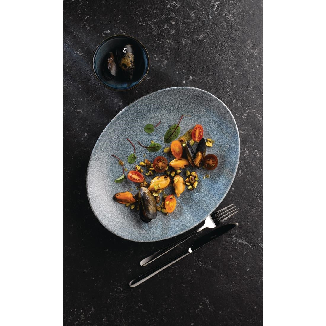 Churchill Studio Prints Raku Oval Coupe Plates Topaz Blue 270mm (Pack of 12) JD Catering Equipment Solutions Ltd