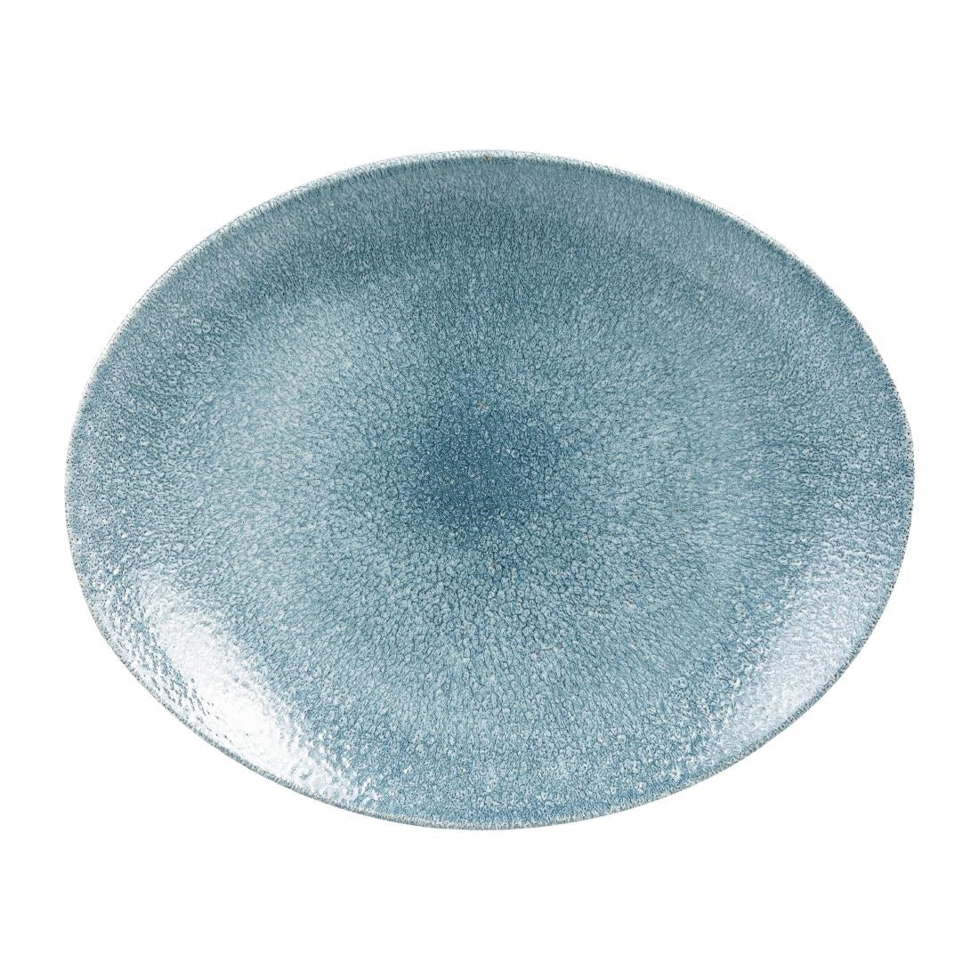 Churchill Studio Prints Raku Oval Coupe Plates Topaz Blue 317mm (Pack of 12) JD Catering Equipment Solutions Ltd