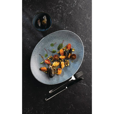 HC784 Churchill Studio Prints Raku Oval Coupe Plates Topaz Blue 317mm (Pack of 12) - JD Catering Equipment Solutions Ltd