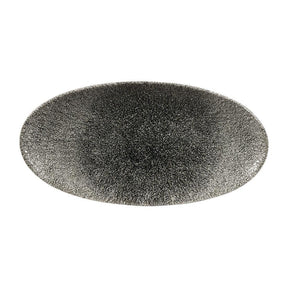 DY212 Churchill Studio Prints Raku Oval Plates Quartz Black 299mm (Pack of 12) - JD Catering Equipment Solutions Ltd