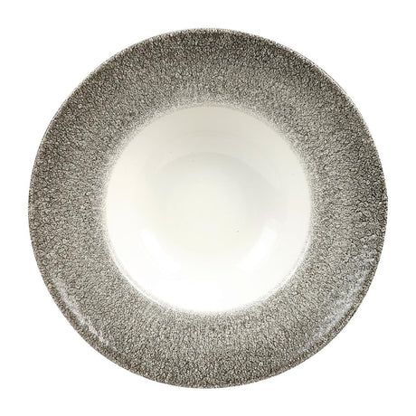 Churchill Studio Prints Raku Round Wide Rim Bowls White and Quartz Black 240mm JD Catering Equipment Solutions Ltd