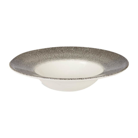 Churchill Studio Prints Raku Round Wide Rim Bowls White and Quartz Black 280mm JD Catering Equipment Solutions Ltd