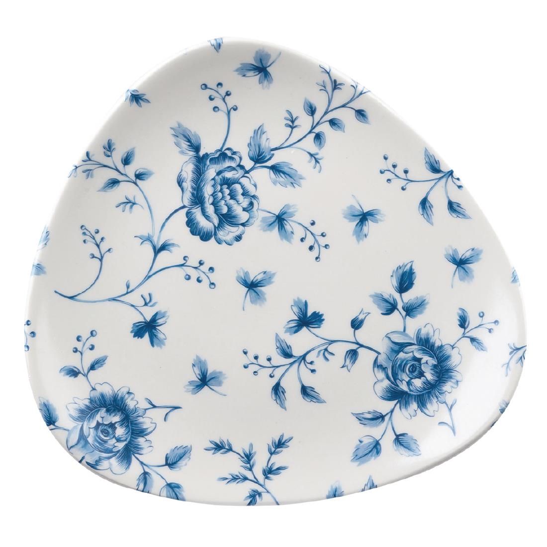 Churchill Vintage Prints Blue Rose Chintz Pattern Triangle Plate 192mm (Pack of 12) JD Catering Equipment Solutions Ltd
