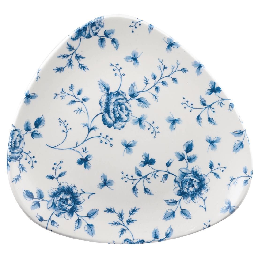 Churchill Vintage Prints Blue Rose Chintz Pattern Triangle Plate 229mm (Pack of 12) JD Catering Equipment Solutions Ltd