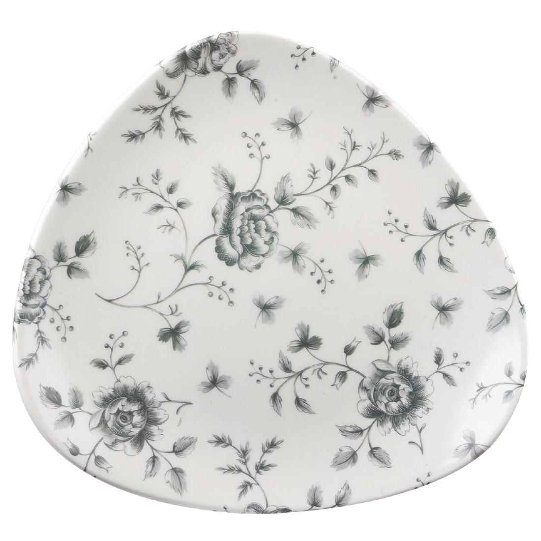 Churchill Vintage Prints Grey Rose Chintz Pattern Triangle Plate 229mm (Pack of 12) JD Catering Equipment Solutions Ltd