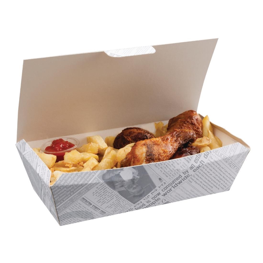 Colpac Compostable Food Boxes Newspaper Print 250mm (Pack of 150)  - CK882 JD Catering Equipment Solutions Ltd