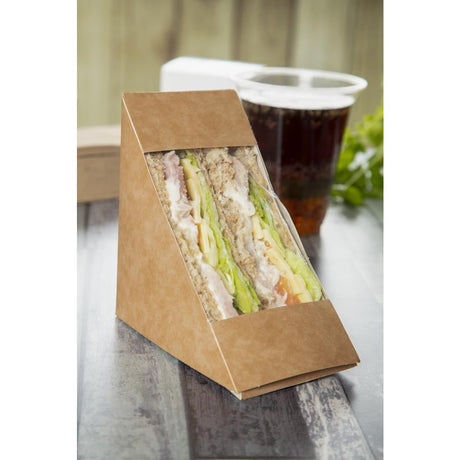 Colpac Recyclable Kraft Front-Loading Sandwich Wedges With PLA Window (Pack of 500) JD Catering Equipment Solutions Ltd