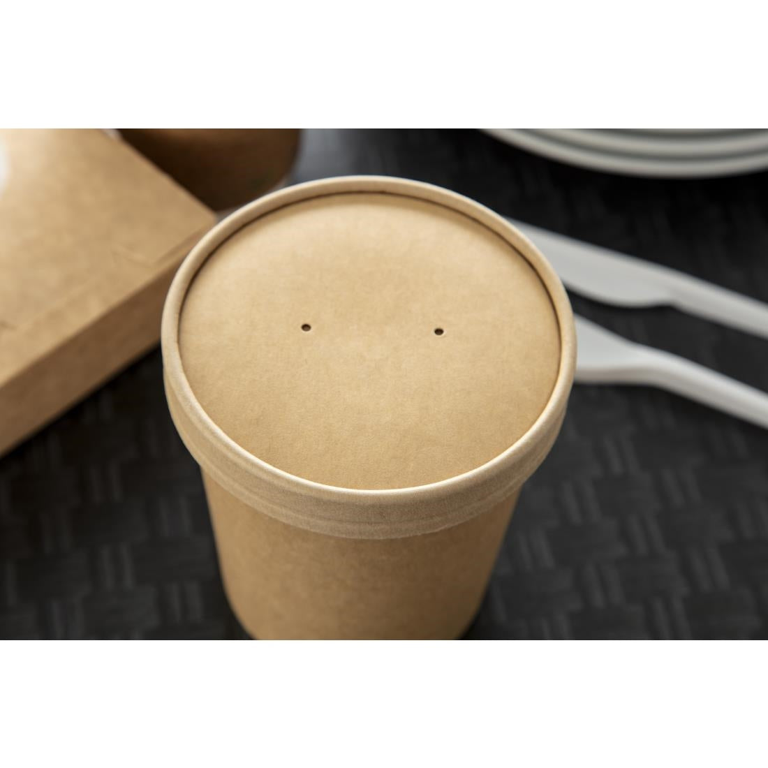 Colpac Recyclable Kraft Microwavable Soup Cup Lids 450ml / 16oz (Pack of 500) JD Catering Equipment Solutions Ltd