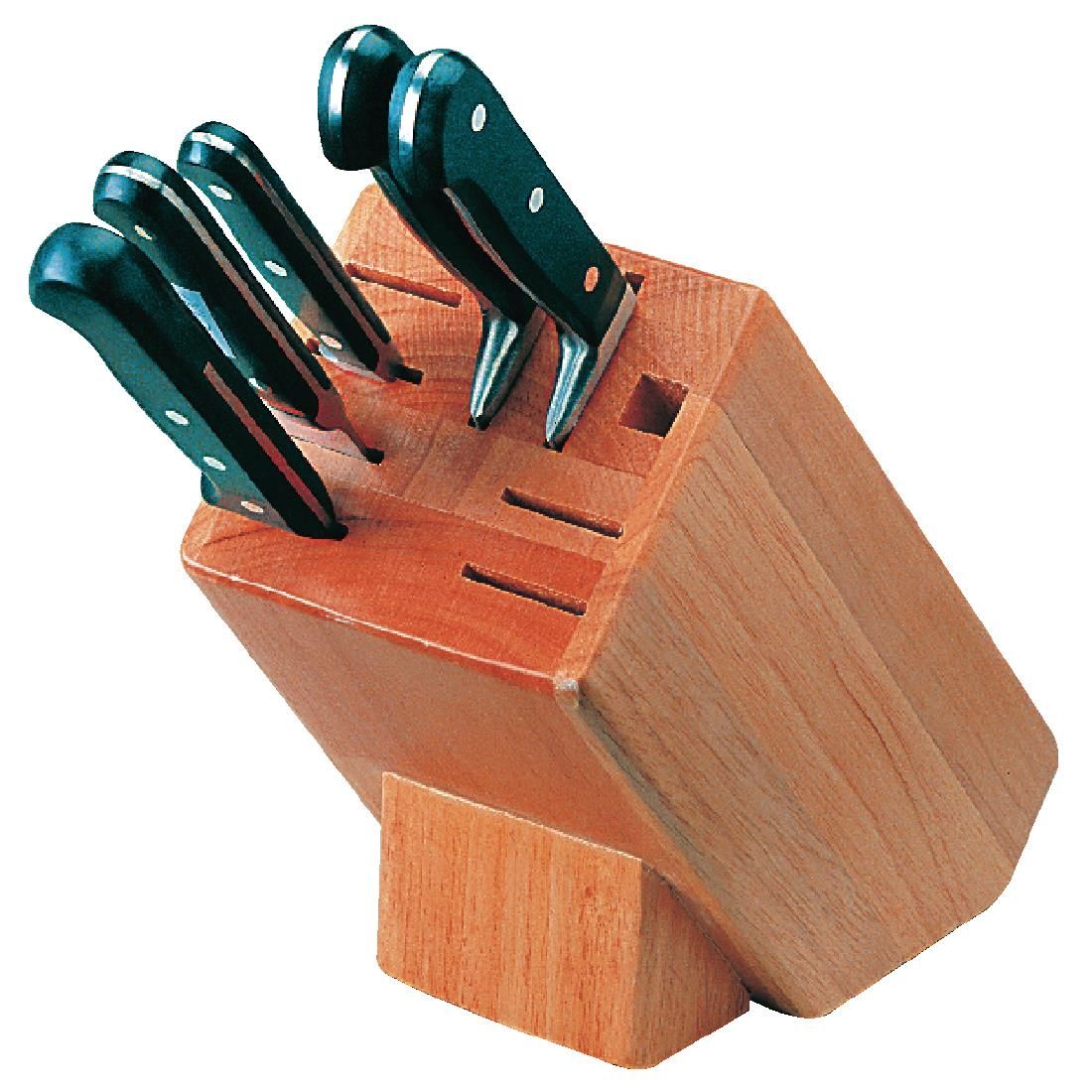 D738 Vogue Wooden Knife Block 9 Slots JD Catering Equipment Solutions Ltd