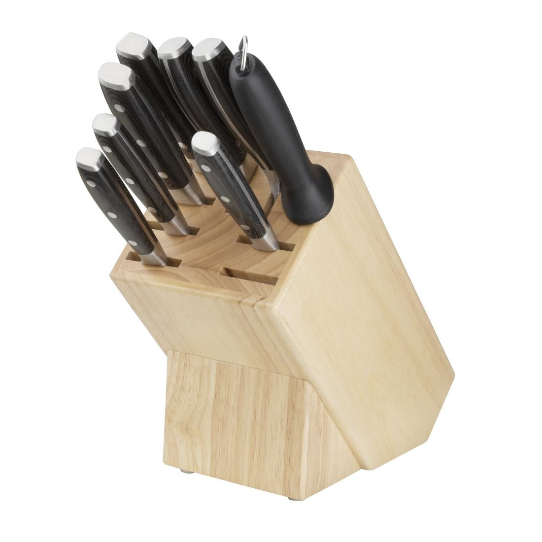 D738 Vogue Wooden Knife Block 9 Slots JD Catering Equipment Solutions Ltd