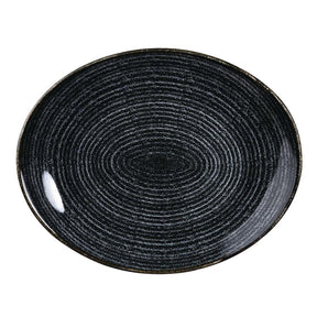 DA266 Churchill Studio Prints Homespun Charcoal Black Oval Coupe Plate 317 x 255mm - JD Catering Equipment Solutions Ltd