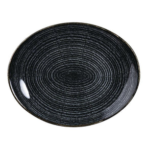 DA267 Churchill Studio Prints Homespun Charcoal Black Large Oval Coupe Plate 270 x 299mm - JD Catering Equipment Solutions Ltd