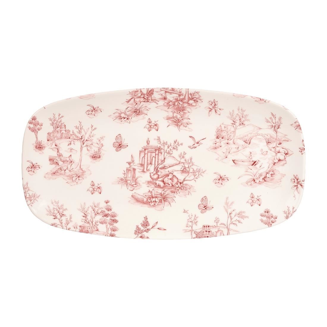 DA724 Churchill Vintage Prints Rectangular Plates Cranberry Toile 355mm (Pack of 6) JD Catering Equipment Solutions Ltd