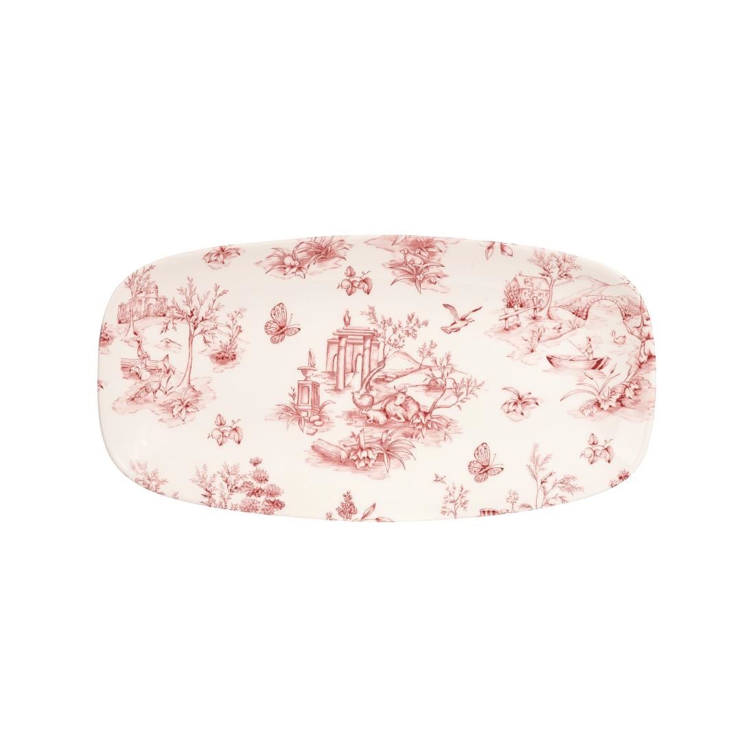 DA725 Churchill Vintage Prints Rectangular Plates Cranberry Toile 298mm (Pack of 12) JD Catering Equipment Solutions Ltd