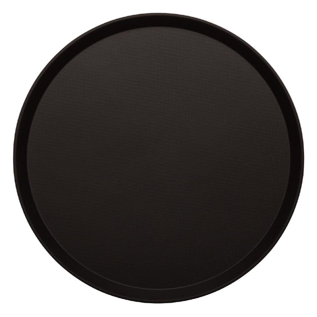 DB004 Cambro Treadlite Fibreglass Round Non-Slip Tray Black 405mm JD Catering Equipment Solutions Ltd