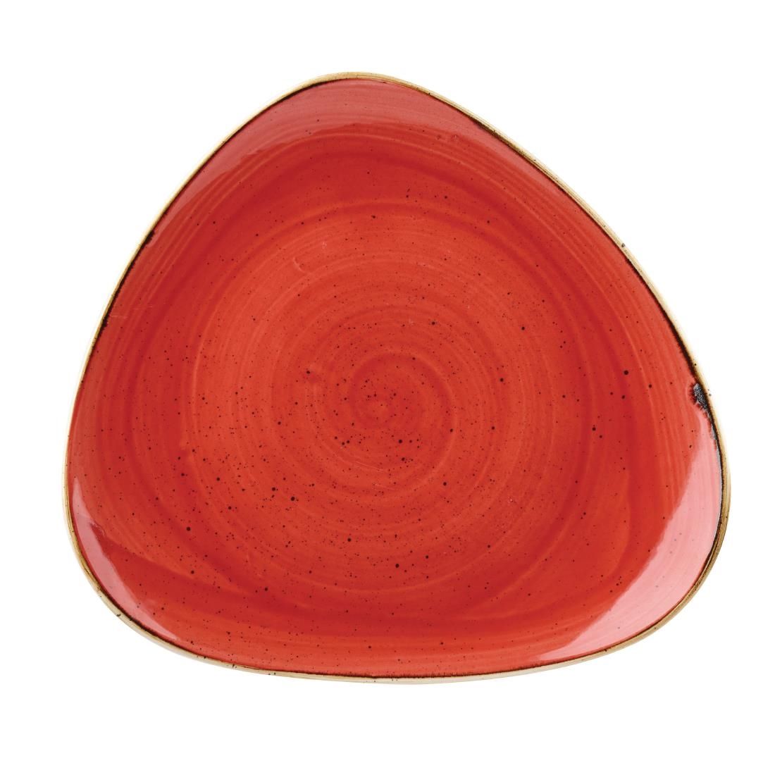 DB065 Churchill Stonecast Triangle Plate Berry Red 311mm (Pack of 6) JD Catering Equipment Solutions Ltd