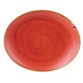 DB072 Churchill Stonecast Oval Coupe Plate Berry Red 192mm (Pack of 12) - JD Catering Equipment Solutions Ltd