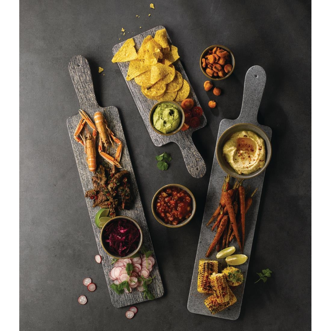DB121 Churchill Alchemy Melamine Large Handled Paddles Distressed Wood 610 x 130mm JD Catering Equipment Solutions Ltd