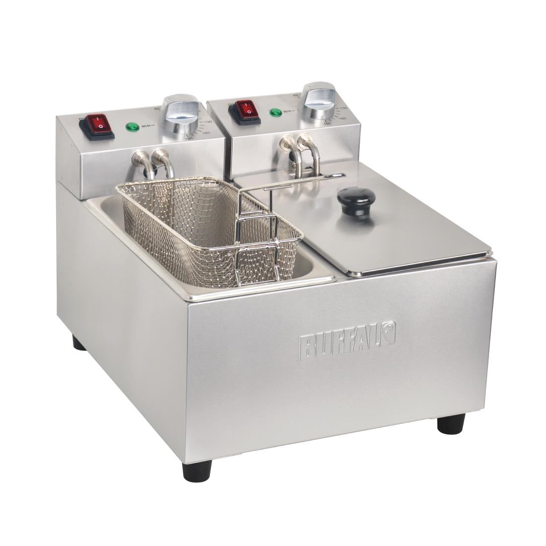 DB203 Buffalo Twin Tank Twin Basket 2x3Ltr Countertop Fryer 2x2kW JD Catering Equipment Solutions Ltd