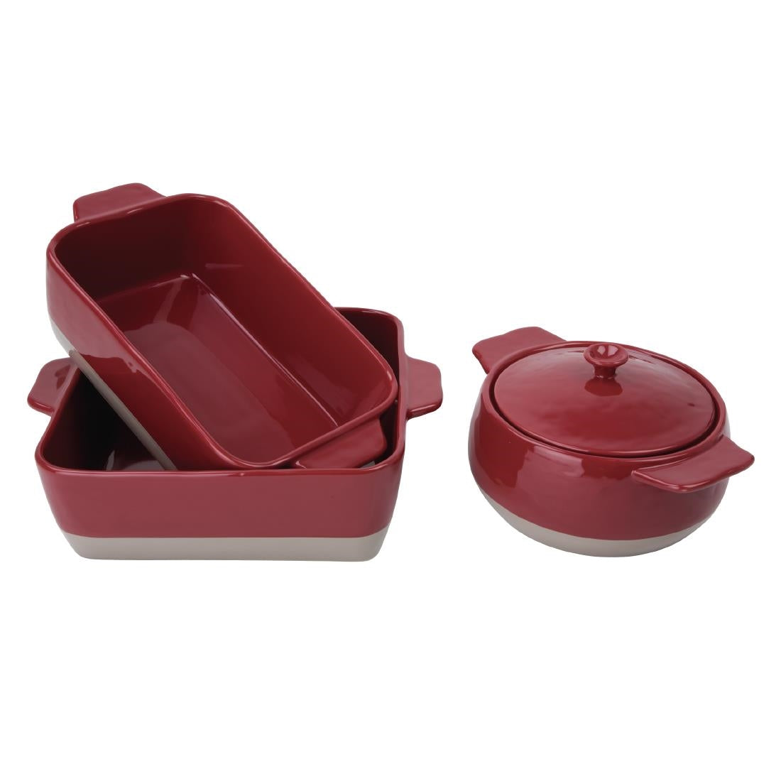 DB527 Olympia Red And Taupe Ceramic Roasting Dish 4.2Ltr JD Catering Equipment Solutions Ltd