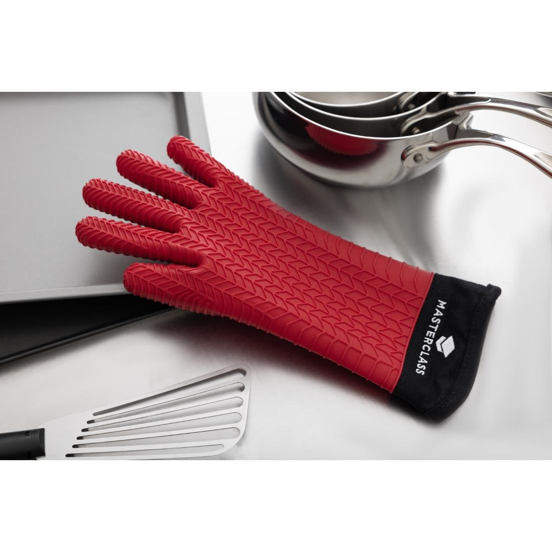 DB879 MasterClass Seamless Silicone Oven Glove with Cotton Sleeve JD Catering Equipment Solutions Ltd