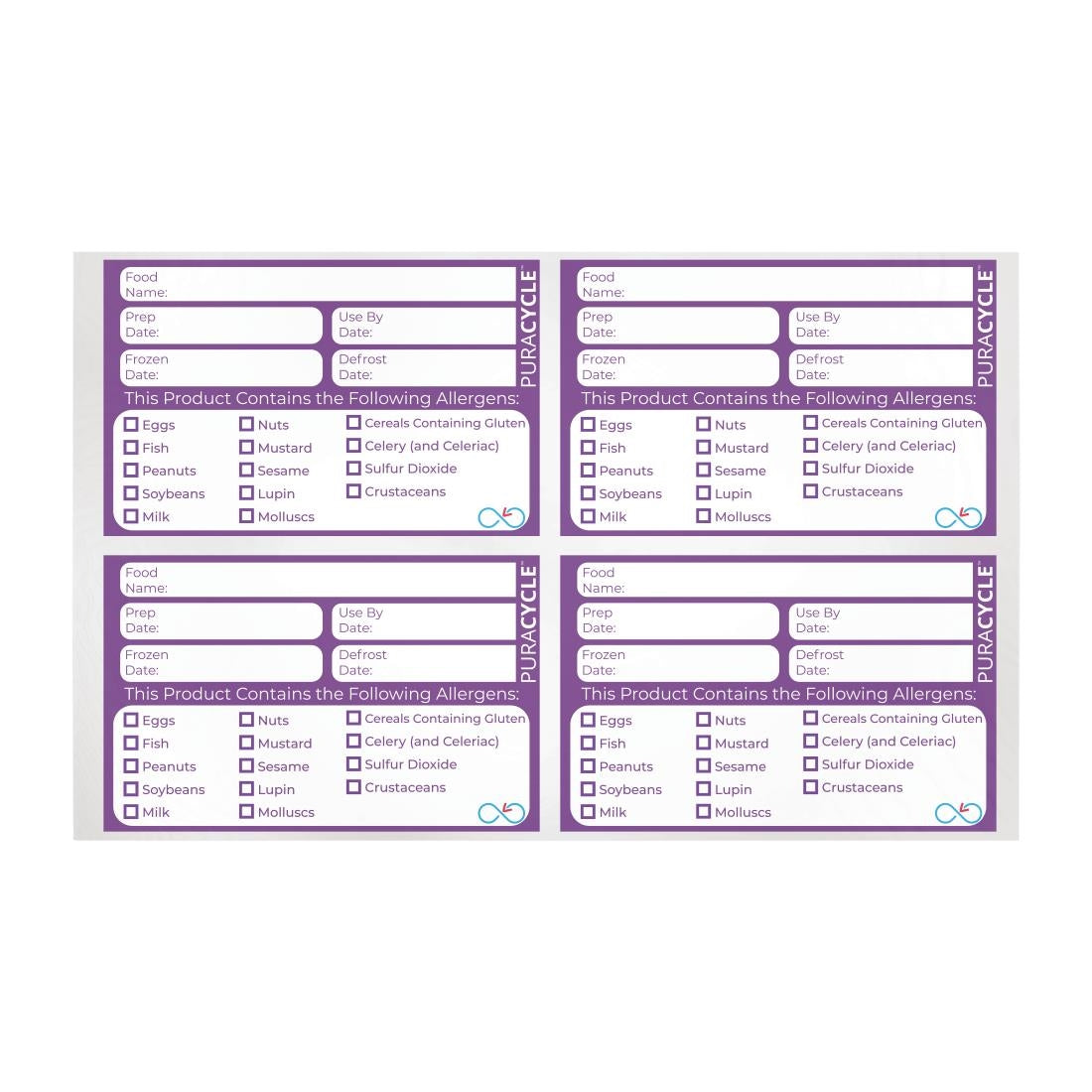 DC458 Puracycle Reusable Allergen Labels (Pack of 20) JD Catering Equipment Solutions Ltd