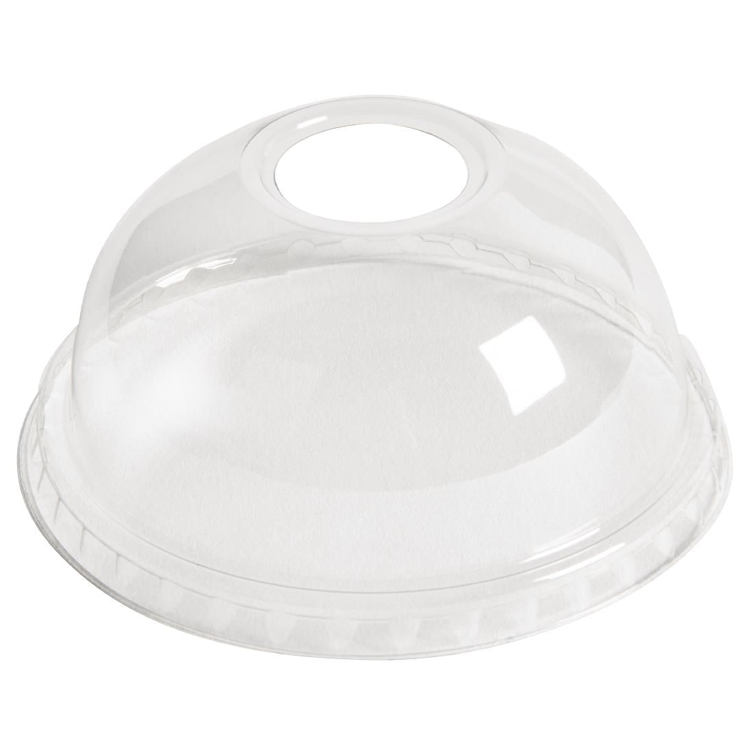 DE134 eGreen Flexy-Glass Recyclable Domed Lids For Half Pint and Hi-Ball Glasses With Hole 77mm (Pack of 1000) JD Catering Equipment Solutions Ltd