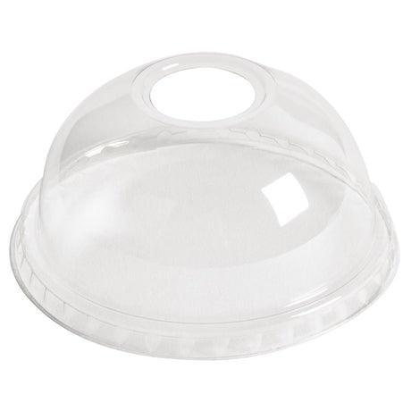 DE134 eGreen Flexy-Glass Recyclable Domed Lids For Half Pint and Hi-Ball Glasses With Hole 77mm (Pack of 1000) JD Catering Equipment Solutions Ltd