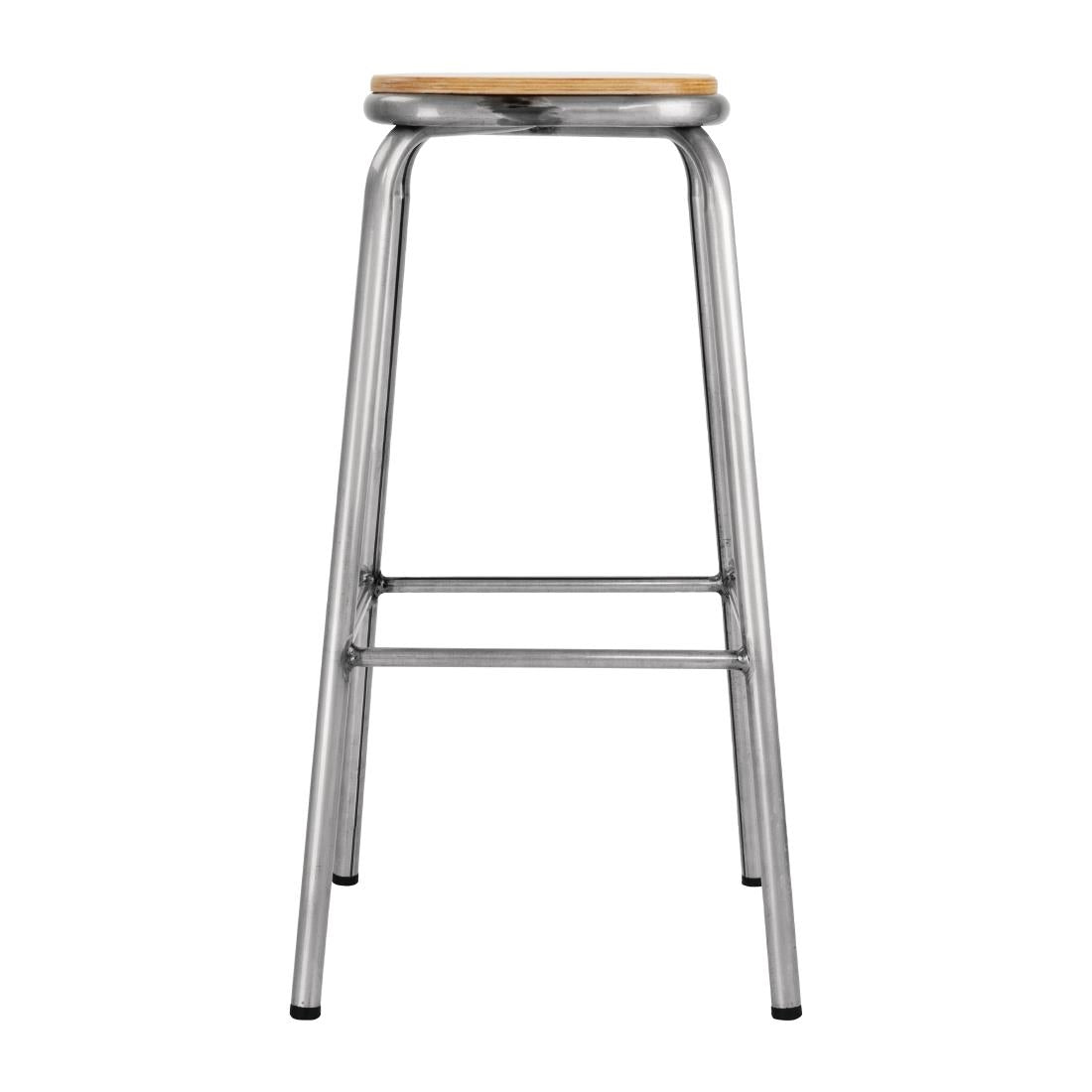 DE479 Bolero Galvanised Steel High Stools with Wooden Seatpad (Pack of 4) JD Catering Equipment Solutions Ltd