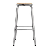 DE479 Bolero Galvanised Steel High Stools with Wooden Seatpad (Pack of 4) JD Catering Equipment Solutions Ltd